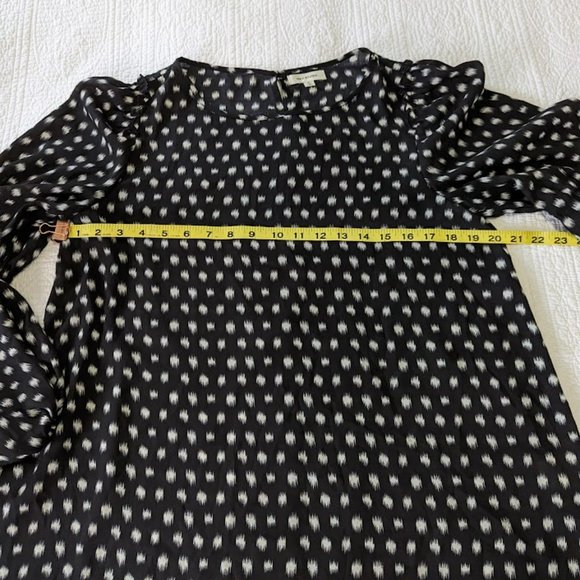 Max Studio Black White Print Popover Blouse - Size Large - Picture 9 of 10
